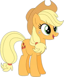 Size: 1024x1229 | Tagged: safe, artist:ra1nb0wk1tty, derpibooru import, applejack, earth pony, pony, applejack's hat, cowboy hat, female, hat, mare, open mouth, simple background, smiling, solo, standing, transparent background