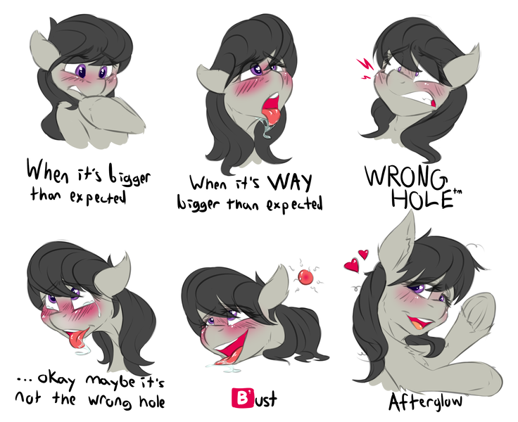Size: 3668x2989 | Tagged: suggestive, artist:drizziedoodles, derpibooru import, octavia melody, earth pony, pony, afterglow, aftersex, ahegao, an egg being attacked by sperm, anal, bedroom eyes, blushing, bust, crying, drool, egg cell, emoji, eyes on the prize, female, floppy ears, gritted teeth, heart, heart eyes, hoof on chin, implied anal, implied sex, impregnation, lewd, lewd emotions, lidded eyes, lip bite, mare, nervous, open mouth, pain, painal, penetration, right hole, sex, shocked, simple background, smiling, solo, solo female, spermatozoon, tears of joy, tears of pleasure, teary eyes, tm, tongue out, trademark, underhoof, white background, wide eyes, wingding eyes, wrong hole, 🅱