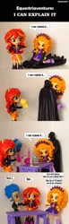 Size: 845x2750 | Tagged: suggestive, artist:whatthehell!?, derpibooru import, edit, adagio dazzle, flash sentry, sunset shimmer, vinyl scratch, equestria girls, alcohol, beer, clothes, comic, darth vader, doll, equestria girls minis, eqventures of the minis, irl, microscope, parody, photo, star wars, table, toy