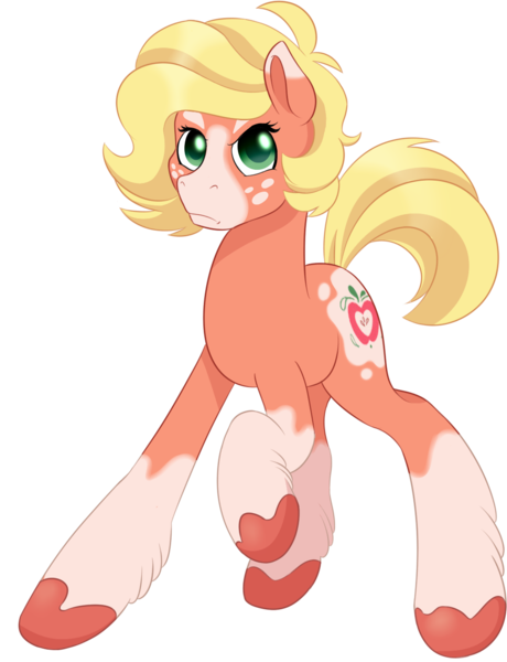 Size: 1020x1330 | Tagged: safe, artist:supercoco142, derpibooru import, applejack, pony, leak, spoiler:g5, applejack (g5), blaze (coat marking), g5, simple background, socks (coat marking), solo, transparent background