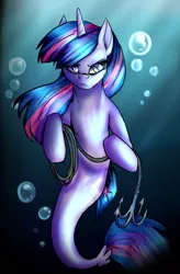 Size: 1312x2000 | Tagged: artist:not-ordinary-pony, derpibooru import, dethklok, grappling hook, safe, seaponified, seapony (g4), seapony twilight, serious, serious face, solo, song reference, species swap, twilight sparkle, underwater