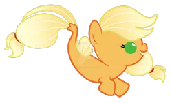 Size: 1600x967 | Tagged: applejack, artist:magpie-pony, baby, derpibooru import, safe, seaponified, seapony applejack, seapony (g4), simple background, solo, species swap, transparent background, watermark, younger