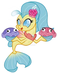 Size: 1024x1285 | Tagged: artist:magpie-pony, baby, cute, derpibooru import, my little pony: the movie, princess skystar, safe, seapony (g4), shelldon, shelly, simple background, skyabetes, transparent background, watermark, younger