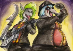 Size: 1280x900 | Tagged: anthro, anthro oc, artist:souleatersaku90, avatar (band), chubby, derpibooru import, fat, guitar, metal, musical instrument, oc, oc:shadow melody, safe, singing, traditional art, unofficial characters only, watercolor painting