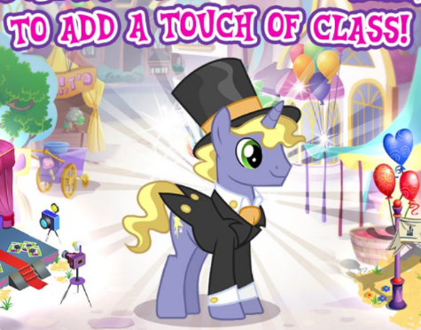 Size: 475x372 | Tagged: safe, derpibooru import, ponet, pony, unicorn, clothes, cufflinks, cuffs (clothes), gameloft, hat, meme, solo, suit, top hat, wow! glimmer