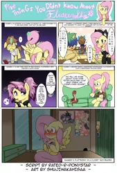 Size: 2893x4292 | Tagged: safe, artist:shujiwakahisaa, derpibooru import, doctor horse, doctor stable, fluttershy, pony, snake, series:five things you didn't know, blushing, blushing profusely, bracelet, cigarette, comic, danganronpa, danganronpa v3, dialogue, exclamation point, exposed, fujoshi, fujoshy, gay, goth, gratuitous japanese, headcanon, hilarious in hindsight, hives, interrobang, japanese, kokichi oma, male, neighponese, otakushy, psychiatrist, question mark, redwall, right to left, shuichi saihara, skull, smoking, spiked wristband, translation request, wristband, yaoi fangirl