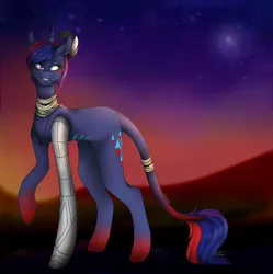 Size: 1122x1126 | Tagged: safe, artist:ggchristian, derpibooru import, oc, unofficial characters only, pony, unicorn, amputee, female, mare, prosthetic limb, prosthetics, solo, twilight (astronomy)