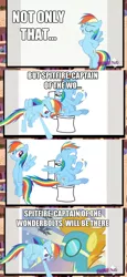 Size: 500x1090 | Tagged: but why, constipated, derpibooru import, exploitable meme, hub logo, meme, my life is ruined, rainbow dash, rainbow dash's slideshow, safe, spitfire, toilet