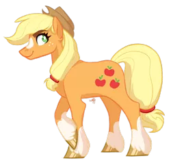 Size: 800x762 | Tagged: safe, artist:wolfyfree, derpibooru import, applejack, earth pony, pony, alternate design, blaze (coat marking), coat markings, cowboy hat, female, hat, looking at you, mare, simple background, smiling, socks (coat marking), solo, transparent background