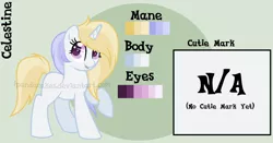 Size: 1562x821 | Tagged: safe, artist:ipandacakes, derpibooru import, oc, oc:celestine, unofficial characters only, pony, unicorn, female, filly, offspring, offspring's offspring, parent:oc:clarity, parent:oc:pureblood, parents:oc x oc, reference sheet, solo