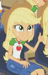 Size: 313x489 | Tagged: safe, derpibooru import, part of a set, applejack, equestria girls, equestria girls series, applejack audience, approval, clones, cropped, fluttershy's butterflies: applejack, happy, jackletree, multeity, part of a series, smiling, thumbs up, well done