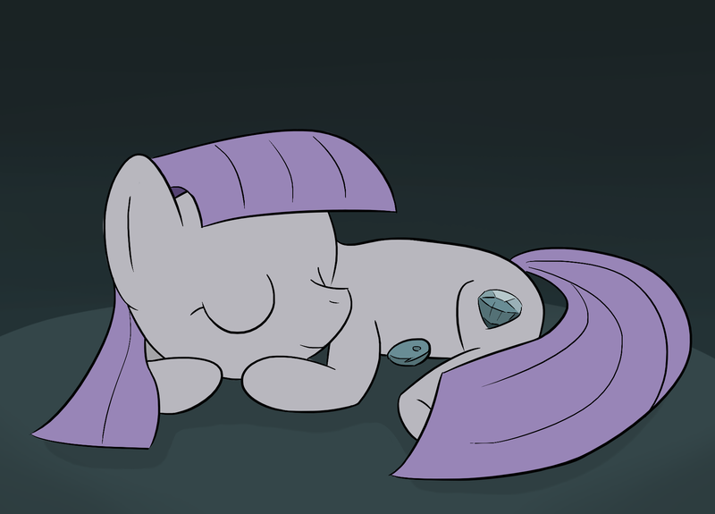 Size: 1780x1280 | Tagged: safe, artist:phat_guy, derpibooru import, boulder (pet), maud pie, earth pony, pony, curled up, cute, cutie mark, eyes closed, female, gradient background, mare, maudabetes, missing accessory, sleeping, smiling, solo, undressed