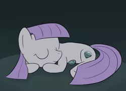 Size: 1780x1280 | Tagged: safe, artist:phat_guy, derpibooru import, boulder (pet), maud pie, earth pony, pony, curled up, cute, cutie mark, eyes closed, female, gradient background, mare, maudabetes, missing accessory, sleeping, smiling, solo, undressed