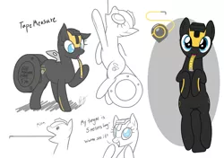 Size: 2893x2039 | Tagged: safe, artist:camo-pony, derpibooru import, oc, oc:tape measure, ponified, unofficial characters only, object pony, original species, pony, badumsquish approved, i can't believe it's not badumsquish, measuring tape, mlem, partial color, silly, simple background, solo, tongue out
