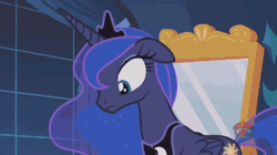 Size: 600x336 | Tagged: safe, derpibooru import, edit, screencap, princess luna, pony, a royal problem, animated, dream, exploitable meme, fear (inside out), food, gif, inside out, luna's dream, luna's nightmare, meme, missing teeth, nightmare, pixar, surreal, swapped cutie marks, tea, teeth, treehouse logo, unimpressed, we don't normally wear clothes, you know for kids