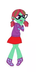 Size: 262x520 | Tagged: safe, derpibooru import, oc, oc:straight a's, unofficial characters only, equestria girls, adorkable, boots, clothes, cute, dork, equestria girls-ified, glasses, pigtails, rain boots, shoes, skirt, sweater