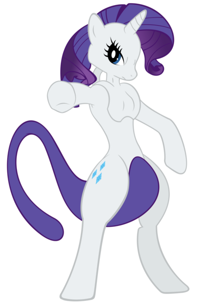 Size: 1372x2000 | Tagged: artist:iconographi, black background, crossover, derpibooru import, female, glare, mewtwo, pokefied, pokémon, rarity, safe, simple background, solo, species swap, svg, .svg available, transparent background, vector