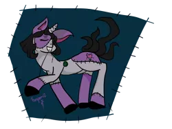 Size: 7200x5400 | Tagged: safe, artist:foxsystem12, derpibooru import, oc, oc:jacquard, unofficial characters only, unicorn, absurd resolution, black mane, frankenpony, frankenstein's monster, monster mare, patch, patchwork, sewing