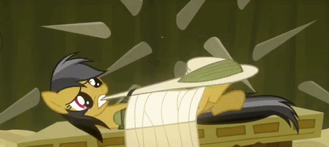 Size: 480x214 | Tagged: animated, artist:littleshyfim, bad end, daring do, derpibooru import, edit, edited screencap, epic fail, fail, hat, i can't believe it's not superedit, jojo's bizarre adventure, peril, read it and weep, safe, screencap, solo, this will end in death, this will end in tears, this will end in tears and/or death, to be continued