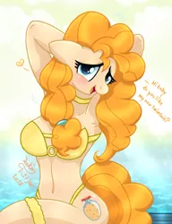 Size: 1000x1300 | Tagged: adorasexy, anthro, applejack's mom, armpits, artist:joakaha, bra, breasts, busty pear butter, cleavage, clothes, cute, derpibooru import, female, mare, milf, open mouth, pearabetes, pear butter, seductive pose, sexy, signature, solo, solo female, suggestive, sultry pose, swimsuit, underwear