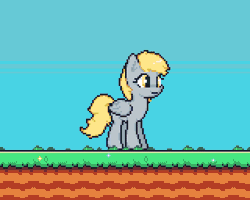 Size: 480x384 | Tagged: animated, artist:biel56789, blinking, daydream, day dreaming derpy, derp, derpibooru import, derpy hooves, food, game:spike's quest, gasp, muffin, night, perfect loop, pictogram, pixel art, safe, sky, solo, stars, sunset, that pony sure does love muffins, thinking, transition