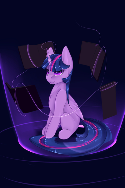 Size: 2000x3000 | Tagged: safe, artist:chapaevv, derpibooru import, twilight sparkle, twilight sparkle (alicorn), alicorn, pony, book, female, high res, magic, mare, missing cutie mark, sitting, solo