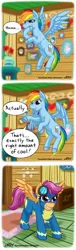 Size: 720x2360 | Tagged: safe, artist:texasuberalles, derpibooru import, rainbow dash, scootaloo, pegasus, pony, 20% cooler, clothes, clubhouse, comic, crusaders clubhouse, duo, female, filly, flying, goggles, grin, hoof on chin, mare, scootalove, smiling, speech bubble, subverted meme, thinking, underhoof, uniform, wonderbolts uniform