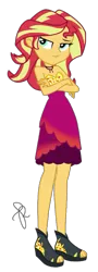 Size: 738x2048 | Tagged: safe, artist:ilaria122, derpibooru import, edit, edited screencap, screencap, sunset shimmer, equestria girls, equestria girls series, spring breakdown, spoiler:eqg series (season 2), bare shoulders, clothes, crossed arms, dress, female, not a vector, sandals, simple background, sleeveless, smugset shimmer, solo, strapless, transparent background