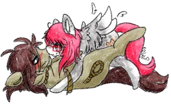 Size: 800x500 | Tagged: safe, artist:alinoravanity, derpibooru import, oc, oc:asphyxia, oc:ugle, unofficial characters only, earth pony, pegasus, pony, blushing, hanging (by neck), hug, noose, ponysona, simple background, transparent background