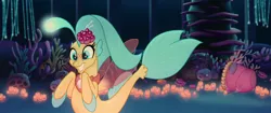 Size: 1920x804 | Tagged: bioluminescent, cute, derpibooru import, freckles, grin, happy, my little pony: the movie, princess skystar, safe, screencap, seapony (g4), skyabetes, smiling, solo, squee