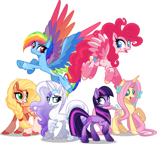 Size: 6000x5499 | Tagged: safe, artist:orin331, derpibooru import, applejack, fluttershy, pinkie pie, rainbow dash, rarity, twilight sparkle, earth pony, pegasus, pony, unicorn, leak, spoiler:g5, absurd resolution, applejack (g5), blaze (coat marking), braid, coat markings, colored pupils, colored wings, colored wingtips, cute, earth pony twilight, feathered fetlocks, female, fluttershy (g5), flying, g5, gradient mane, grin, leg fluff, lidded eyes, long mane, looking back, mane six, mane six (g5), mare, multicolored wings, open mouth, pegasus pinkie pie, pinkie pie (g5), race swap, rainbow dash (g5), rainbow wings, raised hoof, rarity (g5), simple background, smiling, smirk, socks (coat marking), transparent background, twilight sparkle (g5), unicorn fluttershy, unshorn fetlocks, wings