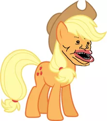 Size: 512x580 | Tagged: safe, derpibooru import, edit, applejack, pony, /pol/, amerimutt, banter, dirt horse, female, image, jpeg, le 56% face, solo, ugly, wtf