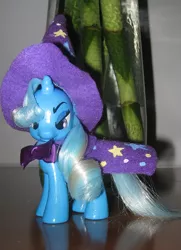 Size: 420x580 | Tagged: safe, artist:dinobutts, derpibooru import, trixie, pony, bowtie, brushable, cape, clothes, custom, hat, irl, photo, solo, toy, trixie's cape, trixie's hat