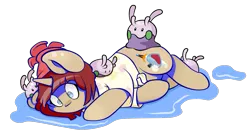 Size: 1419x745 | Tagged: safe, artist:lucky-jacky, derpibooru import, oc, oc:silk touch, goomy, unicorn, crossover, cute, pokémon, puddle, simple background, solo, transparent background, video game