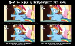 Size: 935x575 | Tagged: artist:jamesawilliams1996, belly, big belly, derpibooru import, edit, edited screencap, fat, fat edit, fluttershy, maud pie (episode), rainblob dash, rainbow dash, safe, screencap, step by step, tutorial