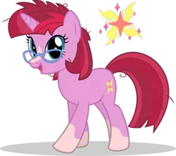 Size: 915x811 | Tagged: safe, artist:mlp-trailgrazer, derpibooru import, oc, oc:solarflare glare, pony, unicorn, blaze (coat marking), female, glasses, mare, offspring, parent:sunburst, parent:twilight sparkle, parents:twiburst, simple background, socks (coat marking), solo, transparent background