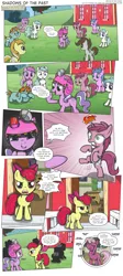 Size: 3000x6679 | Tagged: suggestive, artist:perfectblue97, derpibooru import, apple bloom, cheerilee, cotton cloudy, diamond tiara, noi, piña colada, ruby pinch, snips, earth pony, pegasus, pony, unicorn, comic:shadows of the past, accident, butt, chalkboard, comic, fart, fear wetting, female, filly, helmet, mare, pissing, plot, ponyville schoolhouse, scared, school desk, silhouette, urine, wetting