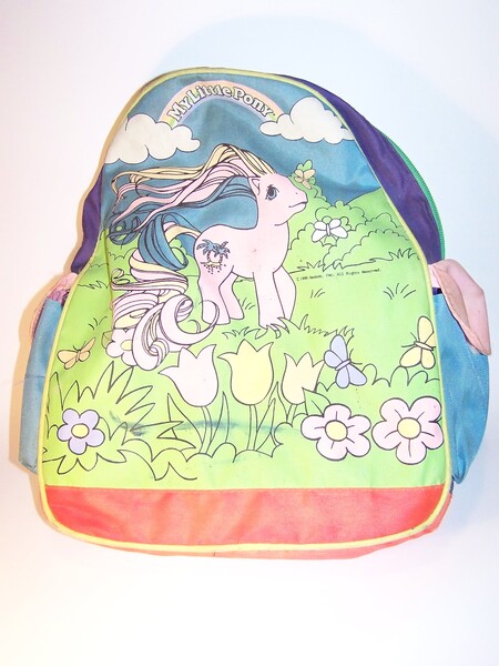 Size: 1536x2048 | Tagged: backpack, derpibooru import, g1, hula hula (g1 uk), irl, merchandise, photo, piña colada (g1), safe, solo, tropical ponies