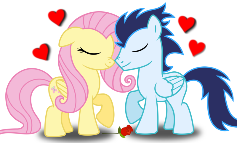 Size: 3521x2133 | Tagged: safe, derpibooru import, fluttershy, soarin', pegasus, pony, cute, eyes closed, female, flower, heart, male, mare, nuzzling, raised hoof, rose, shipping, simple background, smiling, soarinshy, stallion, straight, transparent background, vector