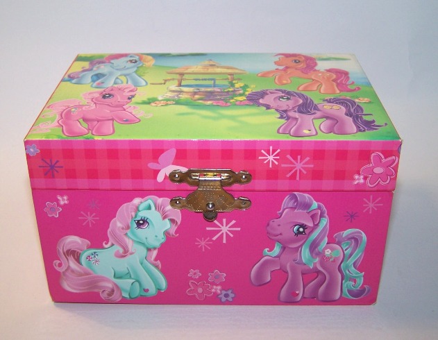 Size: 631x490 | Tagged: safe, derpibooru import, kimono, minty, pinkie pie (g3), rainbow dash (g3), sparkleworks, sweetberry, earth pony, pony, box, female, g3, irl, jewelry box, mare, merchandise, music box, photo