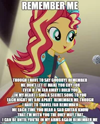 Size: 500x623 | Tagged: safe, derpibooru import, edit, edited screencap, screencap, sunset shimmer, equestria girls, legend of everfree, coco (disney movie), solo, text