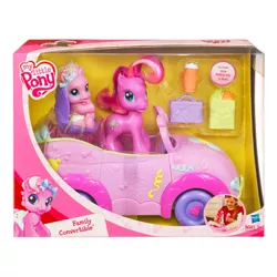 Size: 400x400 | Tagged: safe, derpibooru import, pinkie pie (g3), human, pony, baby, baby pony, box, car, convertible, family convertible, g3.5, irl, irl human, mom pie, newborn cuties, newborn pinkie pie, photo, toy, younger