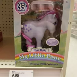 Size: 981x978 | Tagged: safe, derpibooru import, blue belle, earth pony, pony, 35th anniversary, basic fun!, comb, female, g1, irl, mare, photo, solo, the bridge direct, toy