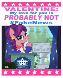 Size: 736x900 | Tagged: artist:pixelkitties, clothes, derpibooru import, ear piercing, earring, eyelashes, eyeliner, #fakenews, female, hair, holiday, jewelry, makeup, mane, milf, mother, ms. harshwhinny, piercing, pink fur, purple hair, purple mane, purple tail, safe, solo, spoiled rich, tail, teal eyes, valentine's day, votehorse