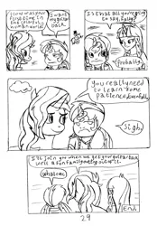 Size: 2082x2989 | Tagged: artist:oneovertwo, comic, comic:eventide & evenfall comic, derpibooru import, female, mother and child, mother and daughter, oc, oc:evenfall, oc:eventide, offspring, parent:sunset shimmer, safe, satyr, sunset shimmer