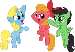 Size: 599x414 | Tagged: apple bloom, artist:sonicrainboomgirl, blossom (powerpuff girls), bubbles (powerpuff girls), buttercup (powerpuff girls), cutie mark crusaders, derpibooru import, recolor, role play, safe, scootaloo, simple background, sweetie belle, the powerpuff girls, transparent background