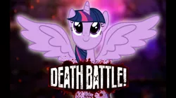 Size: 1768x992 | Tagged: alicorn, death battle, death battle!: raven vs twilight sparkle, derpibooru import, exploitable meme, meme, safe, smiling, spread wings, twilight sparkle, twilight sparkle (alicorn), wings