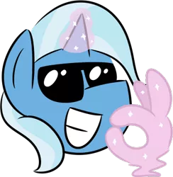 Size: 387x396 | Tagged: safe, artist:glimglam, derpibooru import, trixie, pony, unicorn, emoji, emote, emoticon, grin, magic, ok hand sign, simple background, smiling, solo, sunglasses, transparent background, 👌, 😎