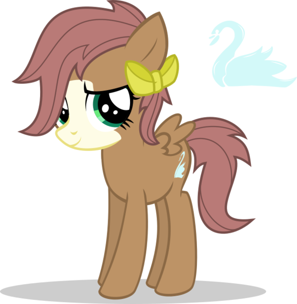 Size: 644x661 | Tagged: safe, artist:mlp-trailgrazer, derpibooru import, oc, oc:frail feather, pegasus, pony, bald face, blaze (coat marking), bow, cutie mark, facial markings, hair bow, offspring, parent:fluttershy, parent:troubleshoes clyde, parents:troubleshy, simple background, solo, teenager, transparent background