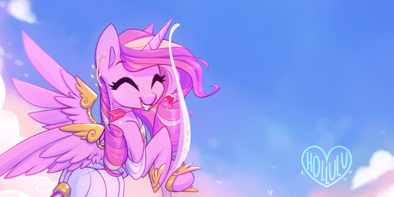 Size: 1000x500 | Tagged: safe, artist:meekcheep, derpibooru import, princess cadance, alicorn, pony, archery, arrow, bow (weapon), bow and arrow, cute, cutedance, female, holiday, mare, princess of love, solo, valentine's day, weapon